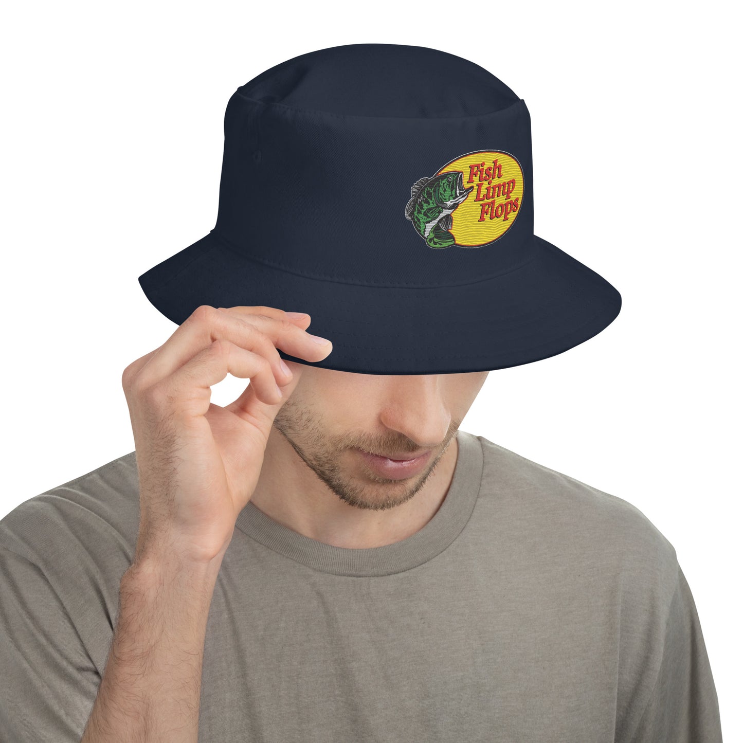 Fish Limp Flops - Green Bass Bucket Hat