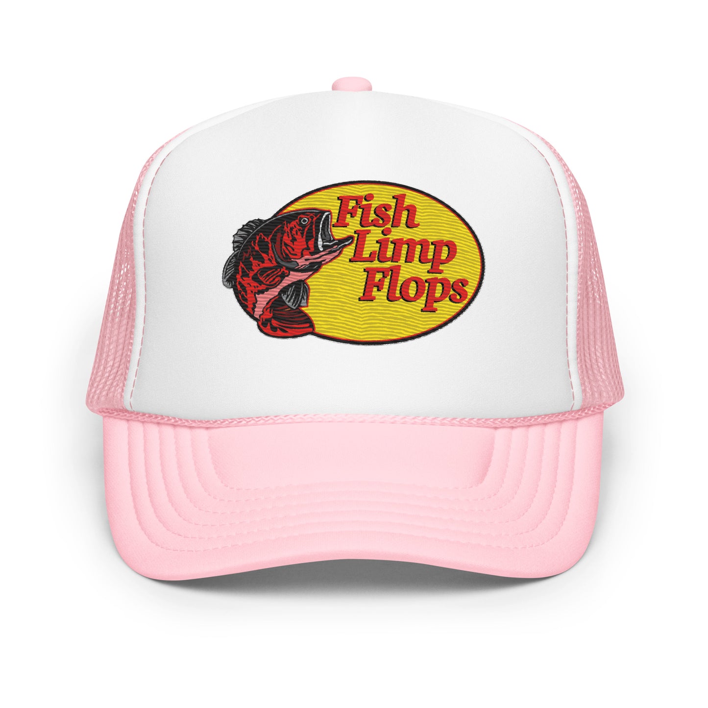 Fish Limp Flops - Red Bass Foam Trucker Hat