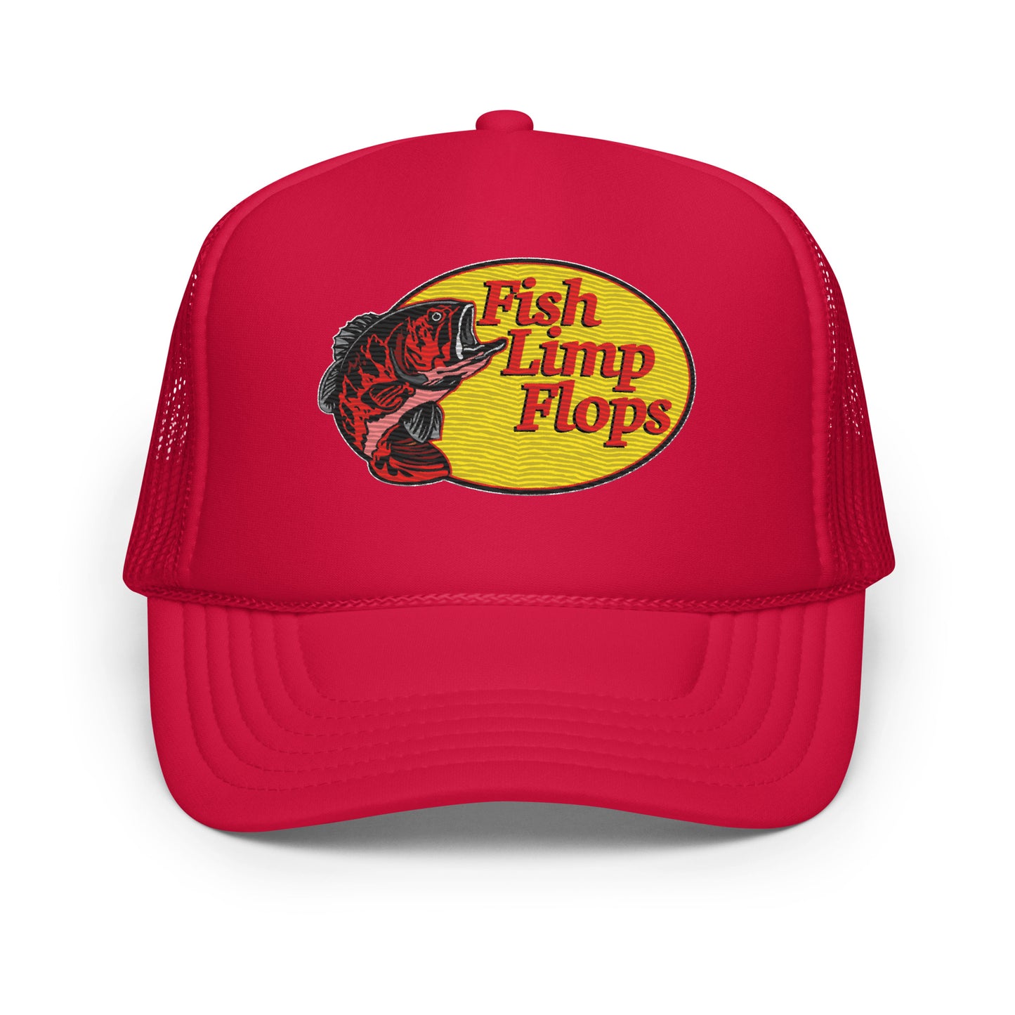 Fish Limp Flops - Red Bass Foam Trucker Hat