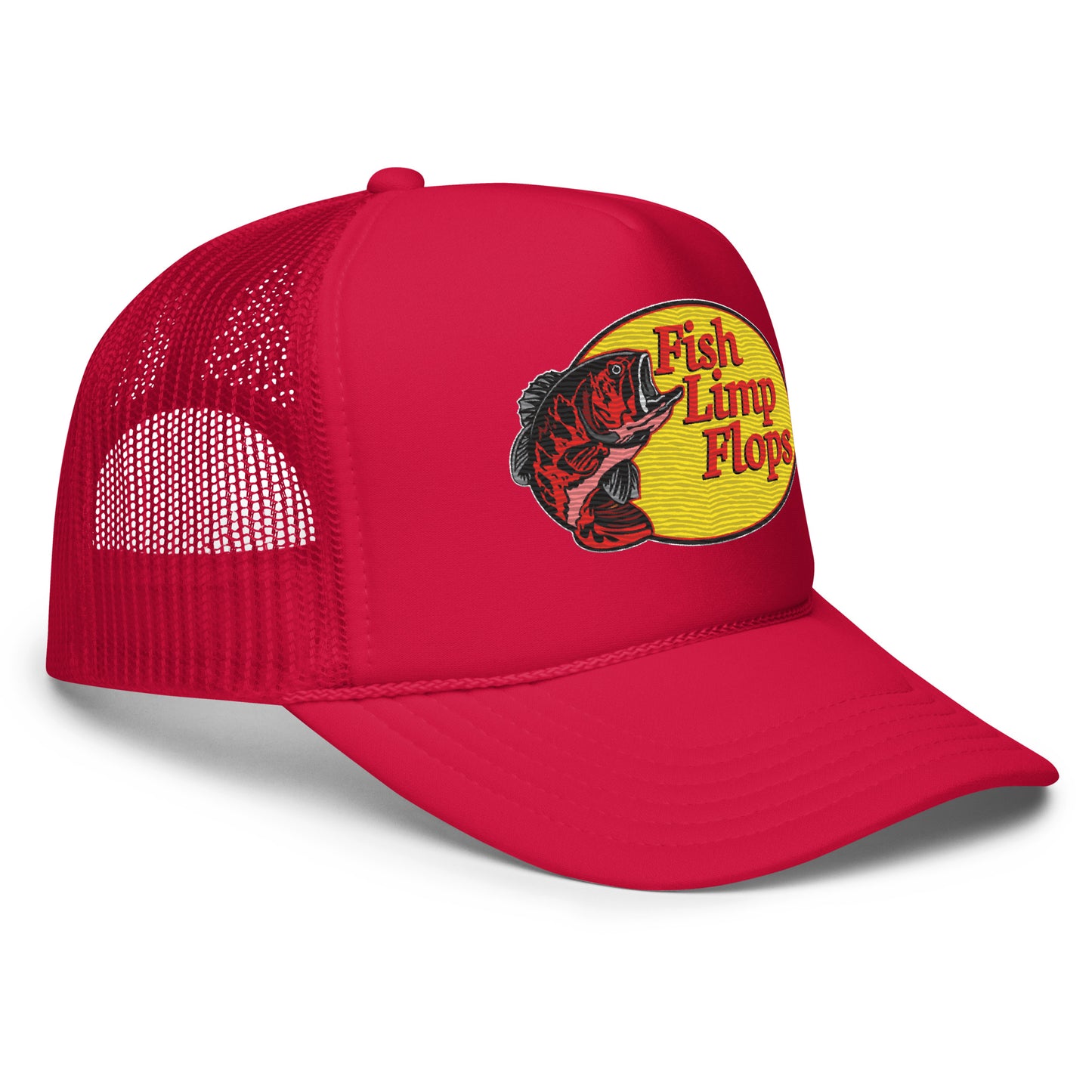 Fish Limp Flops - Red Bass Foam Trucker Hat