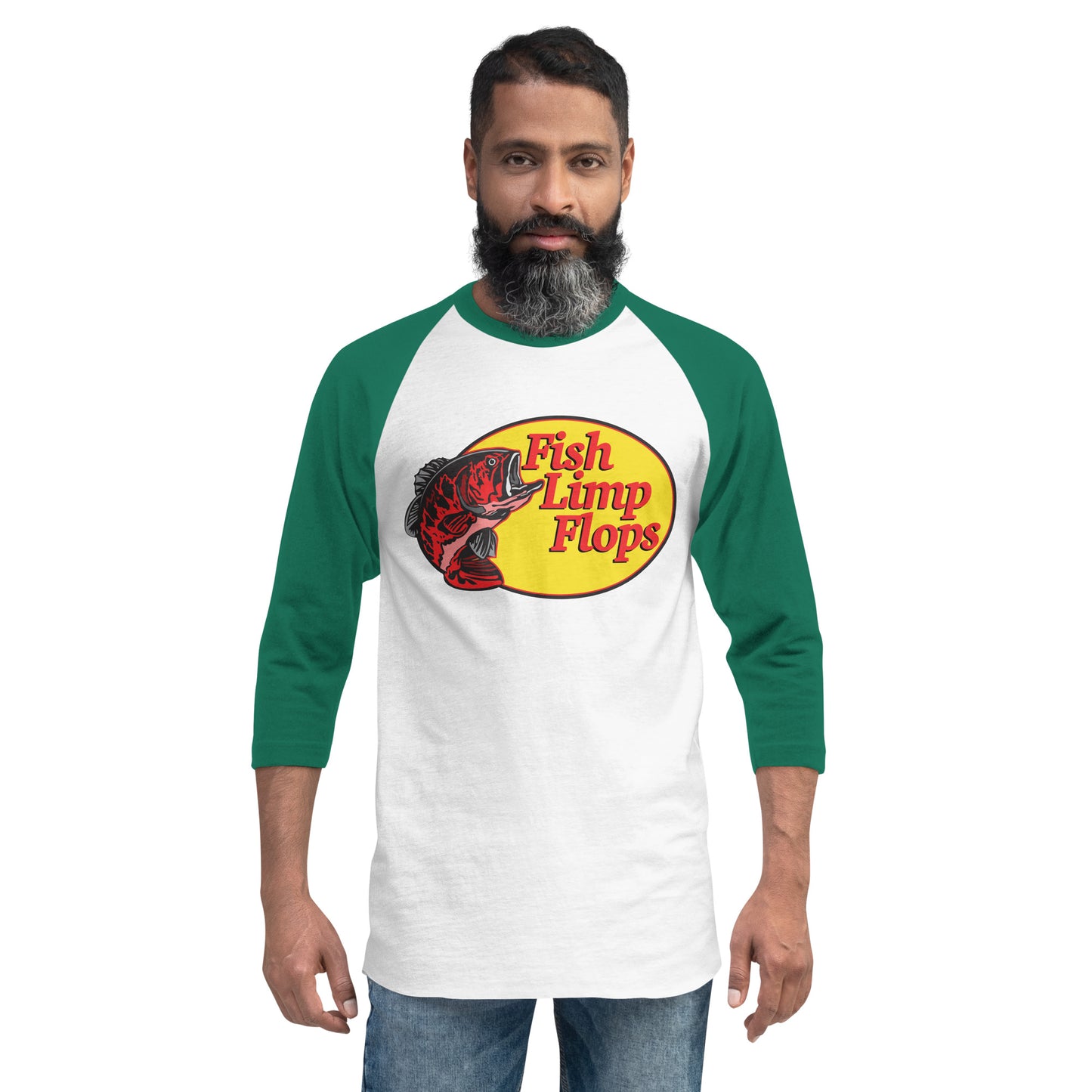 Fish Limp Flops - Red Bass 3/4 sleeve Tee