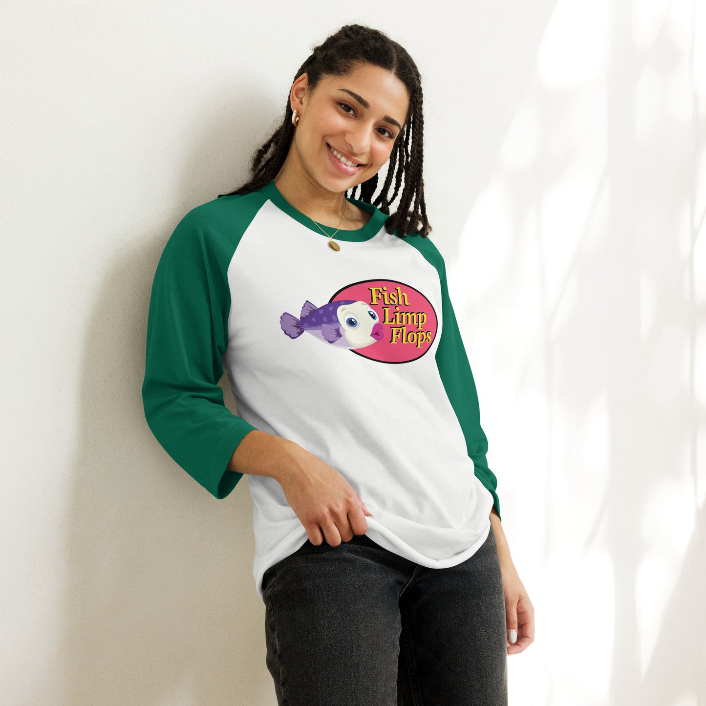 Fish Limp Flops - Jill Purple Puffer 3/4 sleeve Tee