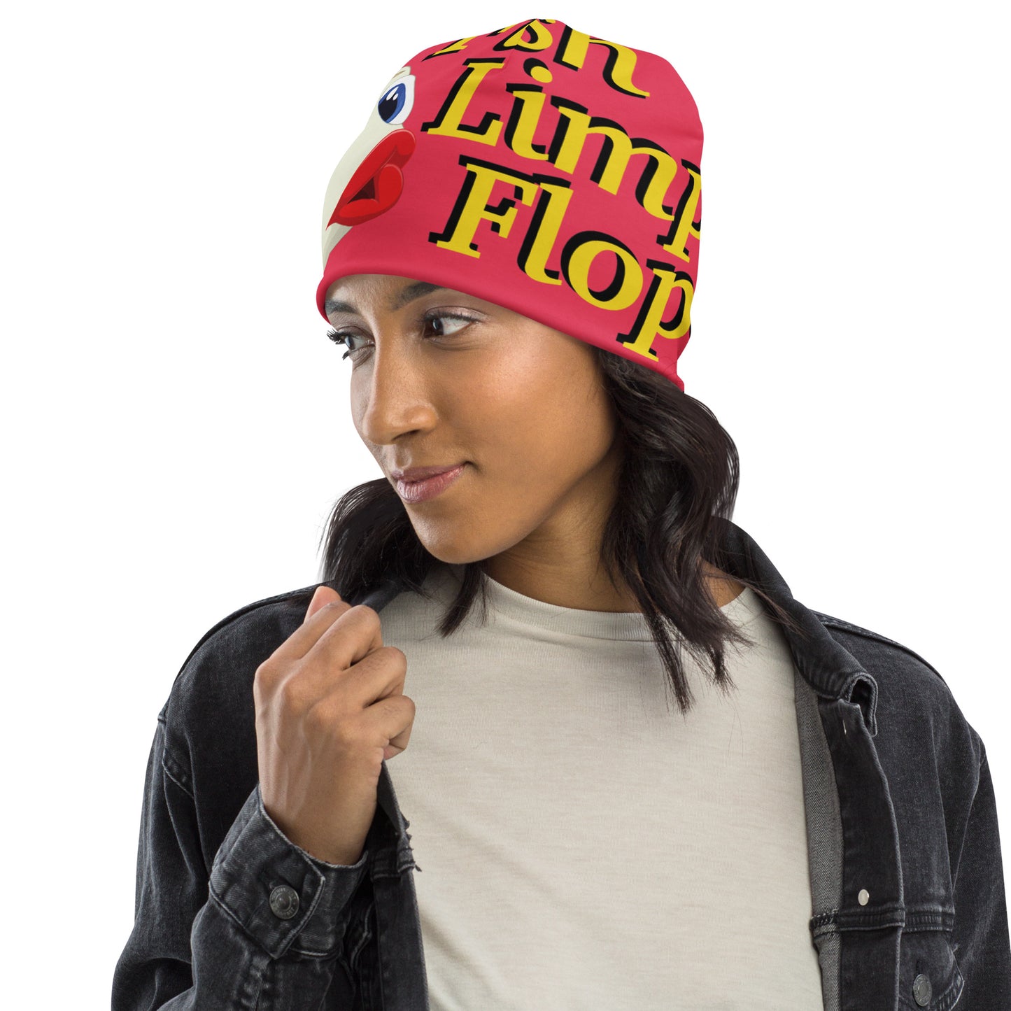 Fish Limp Flops - Puffer Lips All-Over Beanie