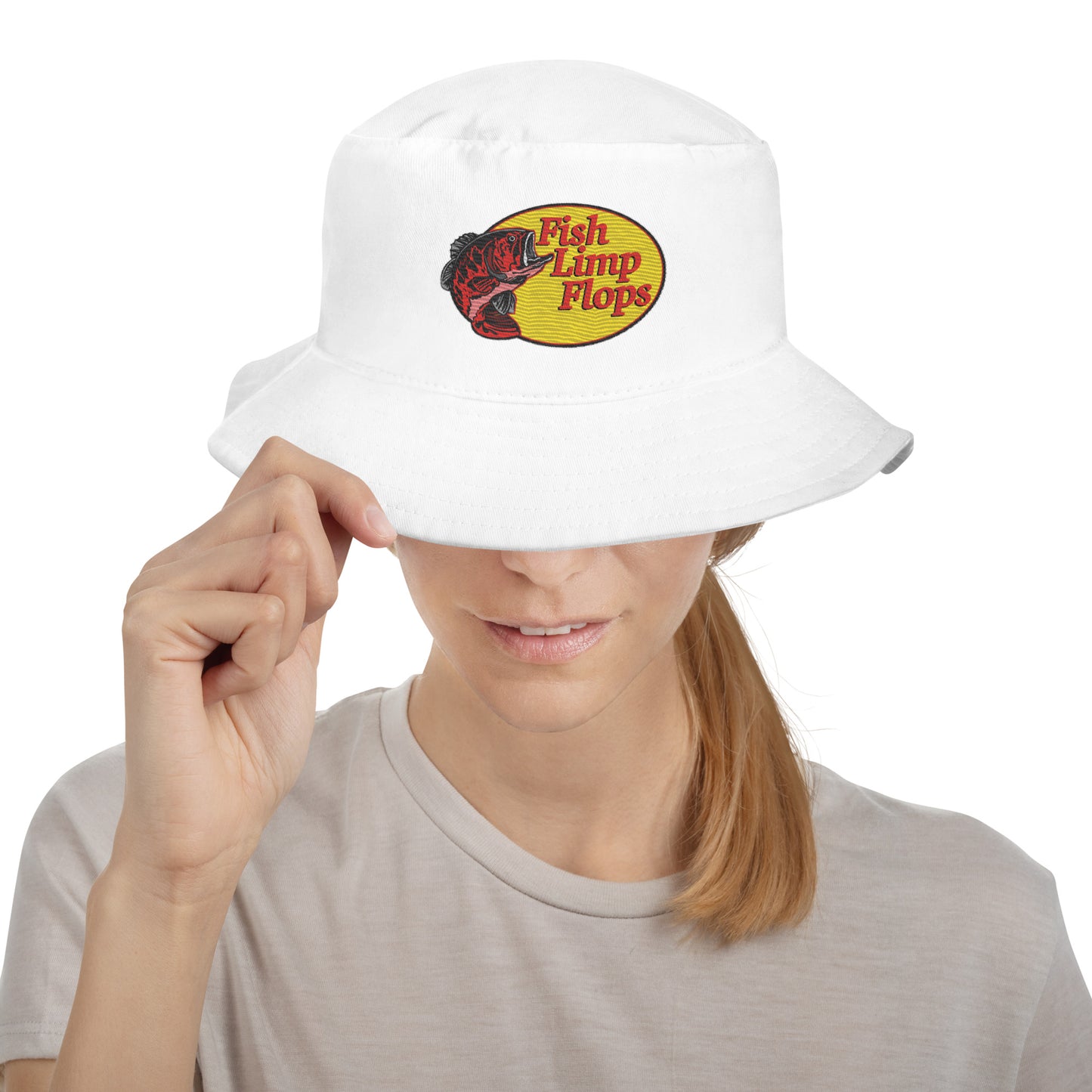 Fish Limp Flops - Red Bass Bucket Hat