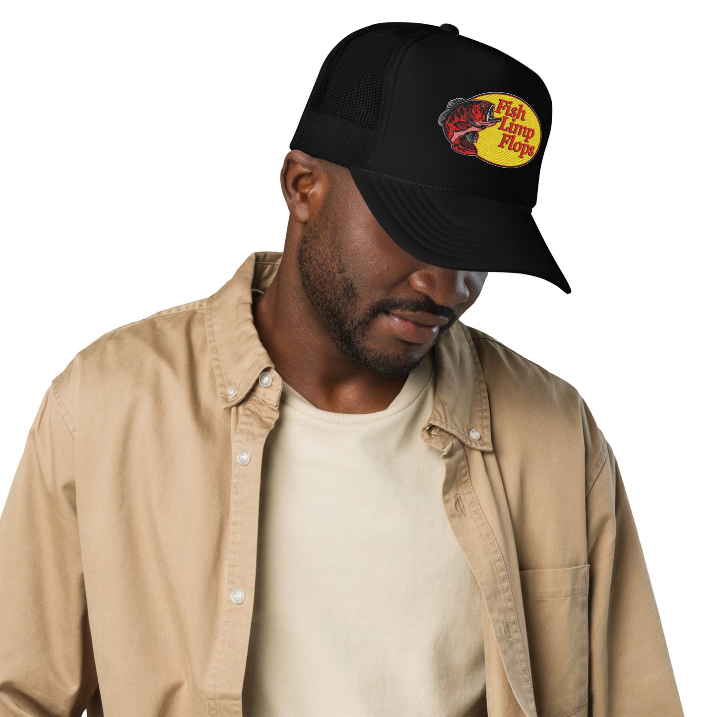 Fish Limp Flops - Red Bass Foam Trucker Hat