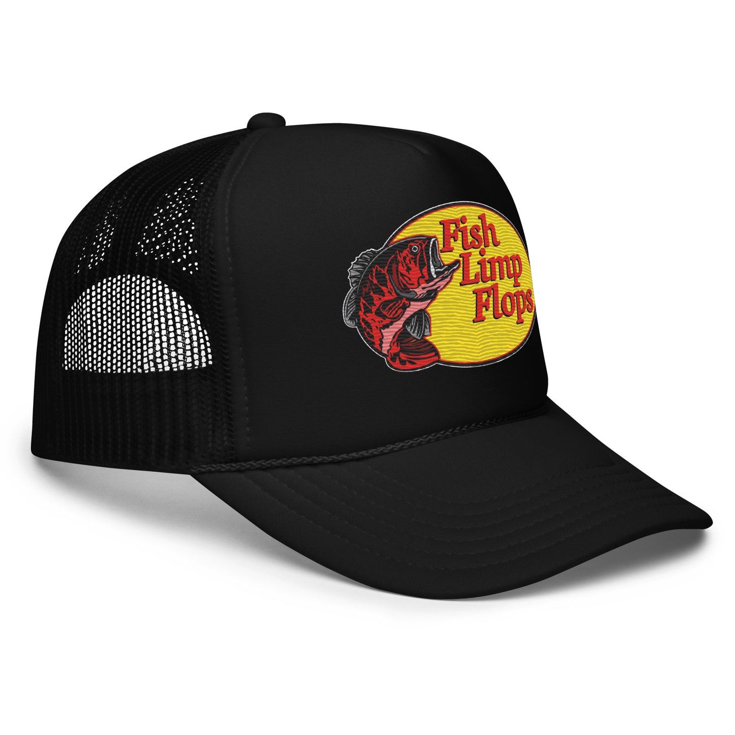 Fish Limp Flops - Red Bass Foam Trucker Hat