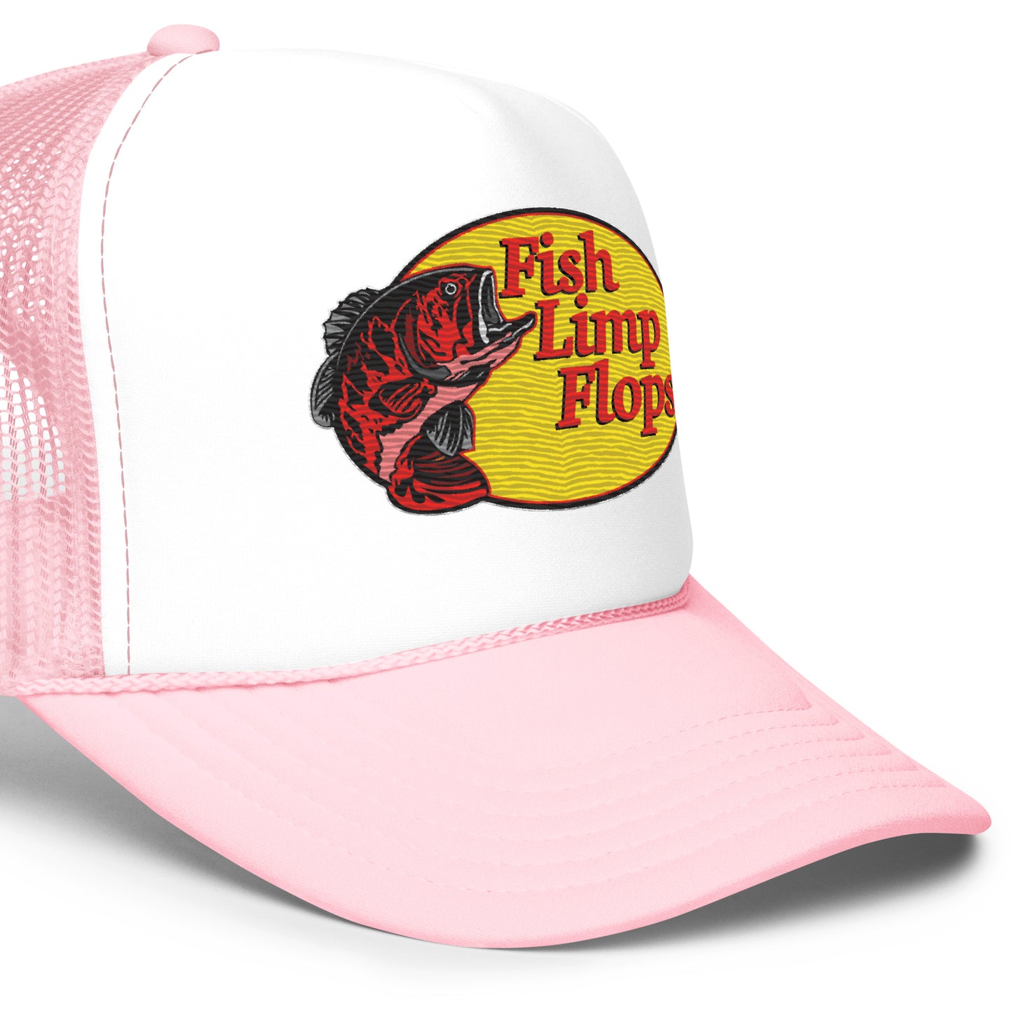 Fish Limp Flops - Red Bass Foam Trucker Hat