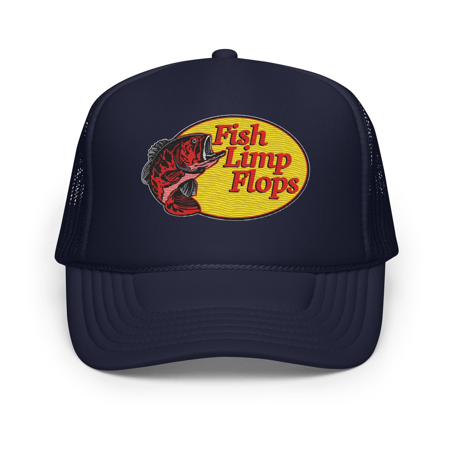 Fish Limp Flops - Red Bass Foam Trucker Hat