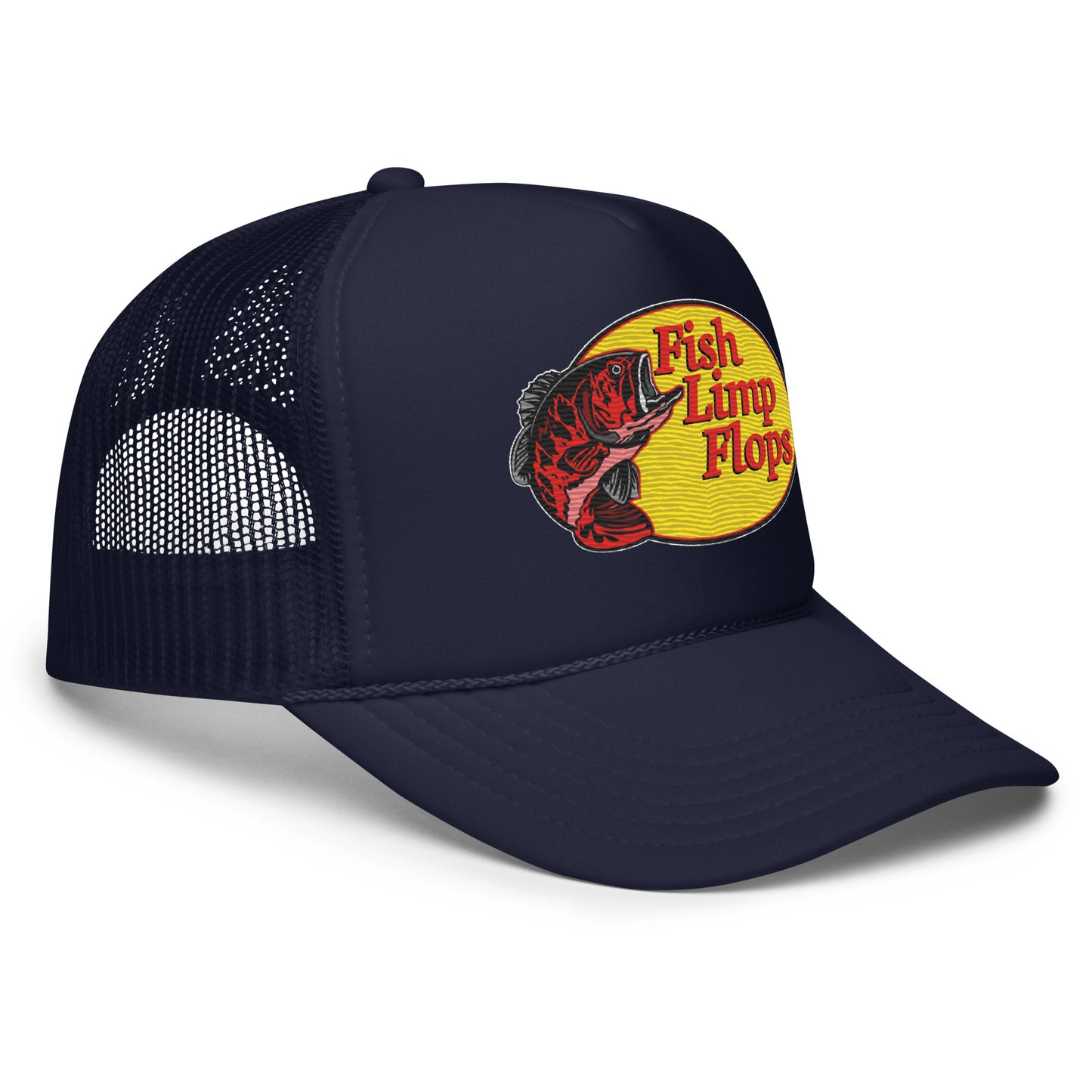 Fish Limp Flops - Red Bass Foam Trucker Hat