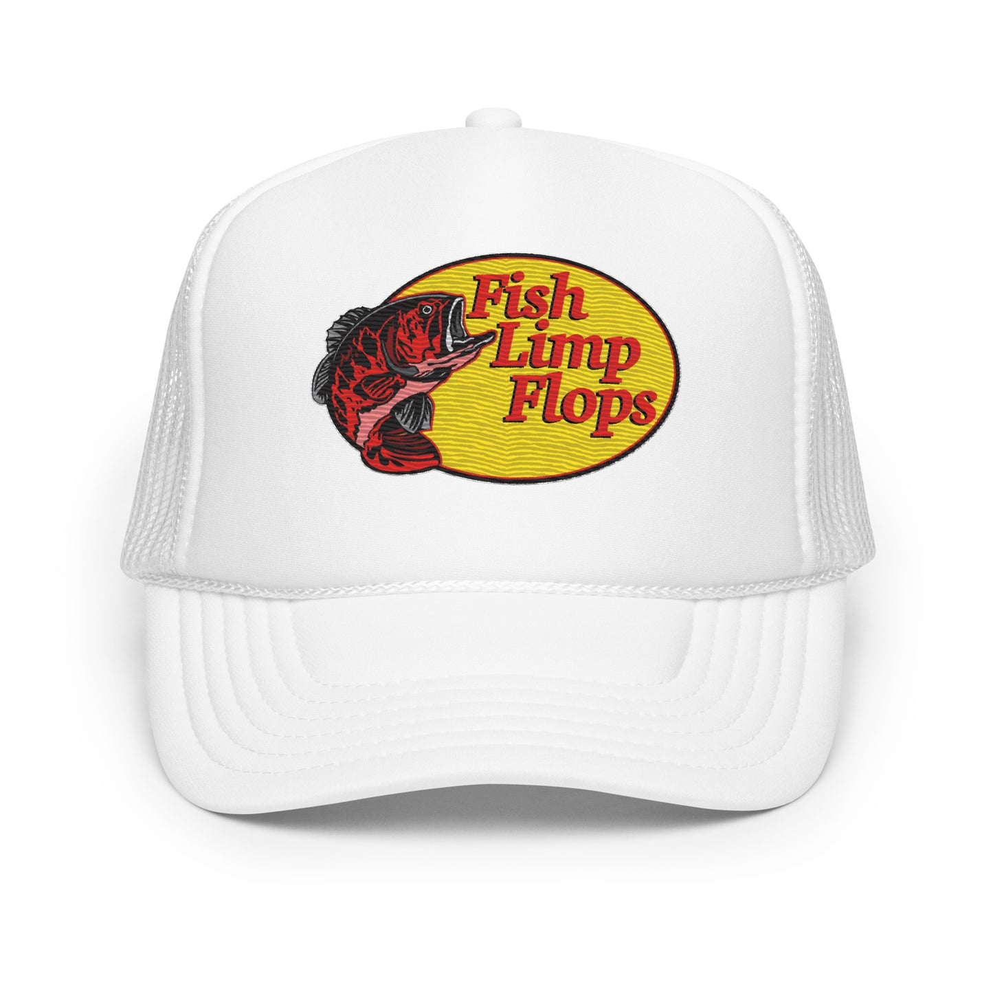 Fish Limp Flops - Red Bass Foam Trucker Hat