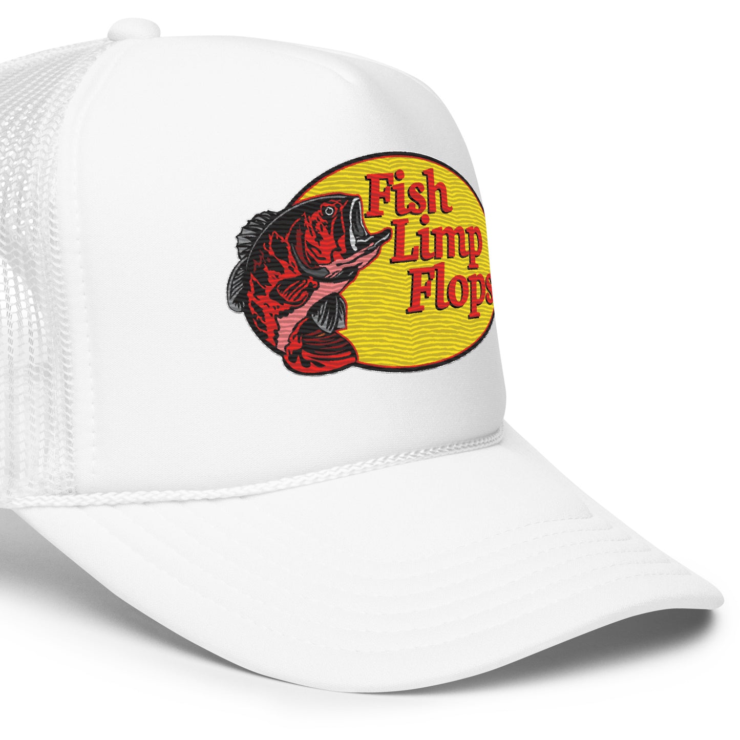 Fish Limp Flops - Red Bass Foam Trucker Hat