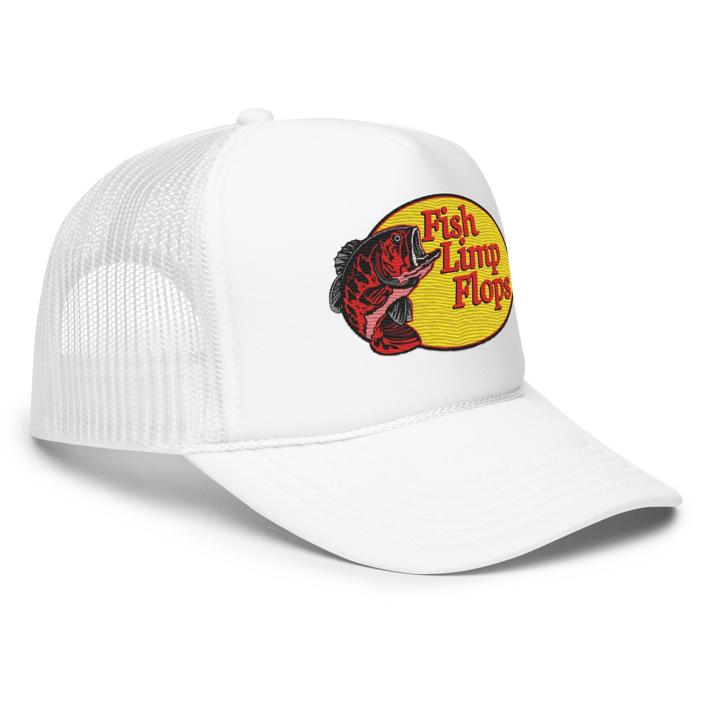 Fish Limp Flops - Red Bass Foam Trucker Hat