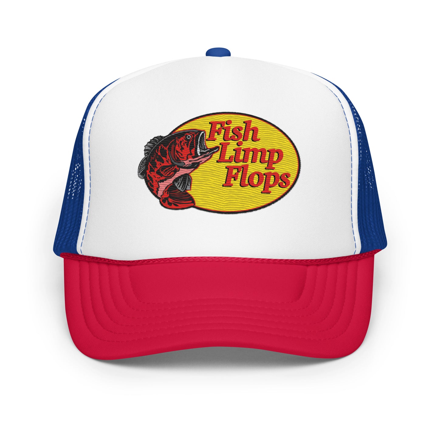 Fish Limp Flops - Red Bass Foam Trucker Hat