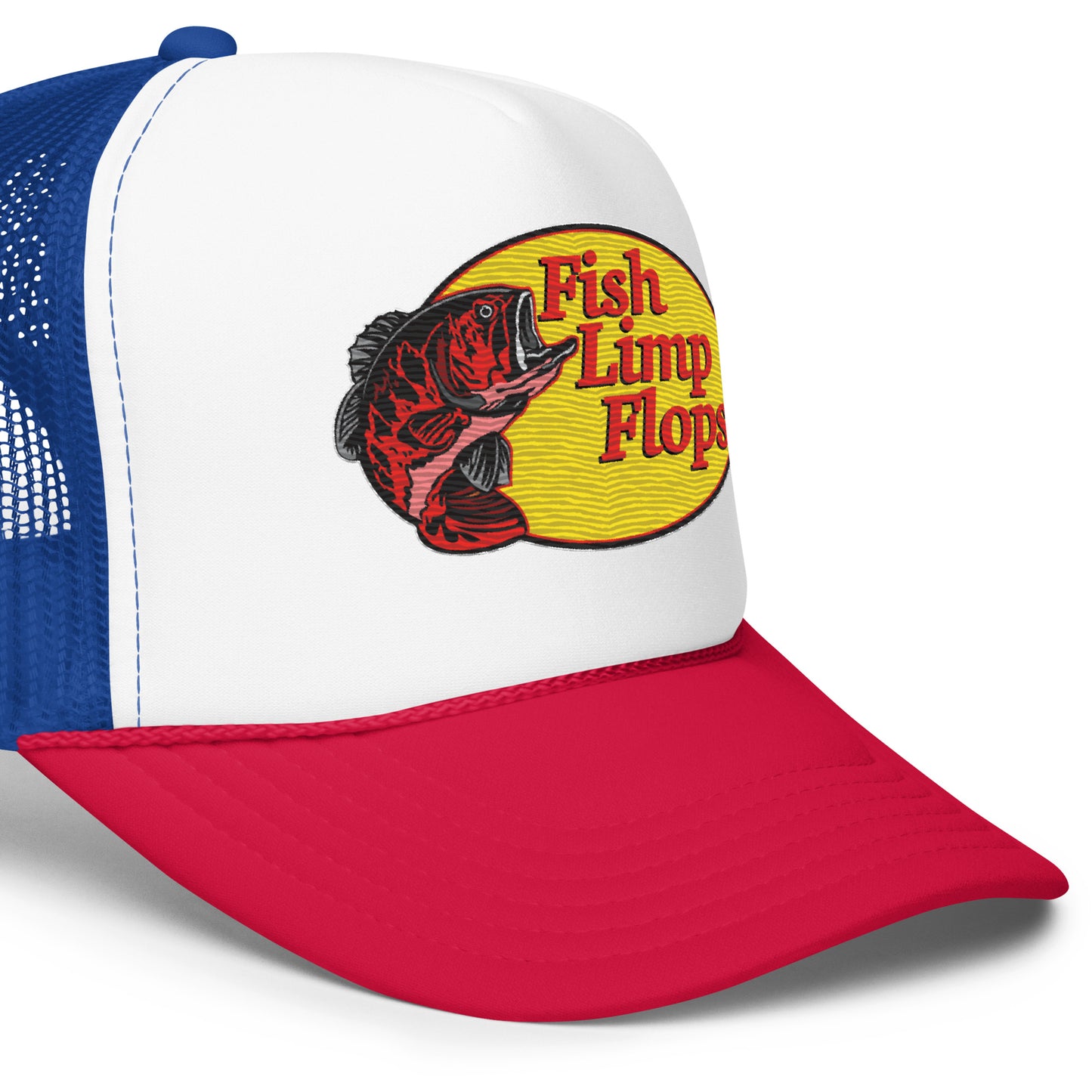 Fish Limp Flops - Red Bass Foam Trucker Hat
