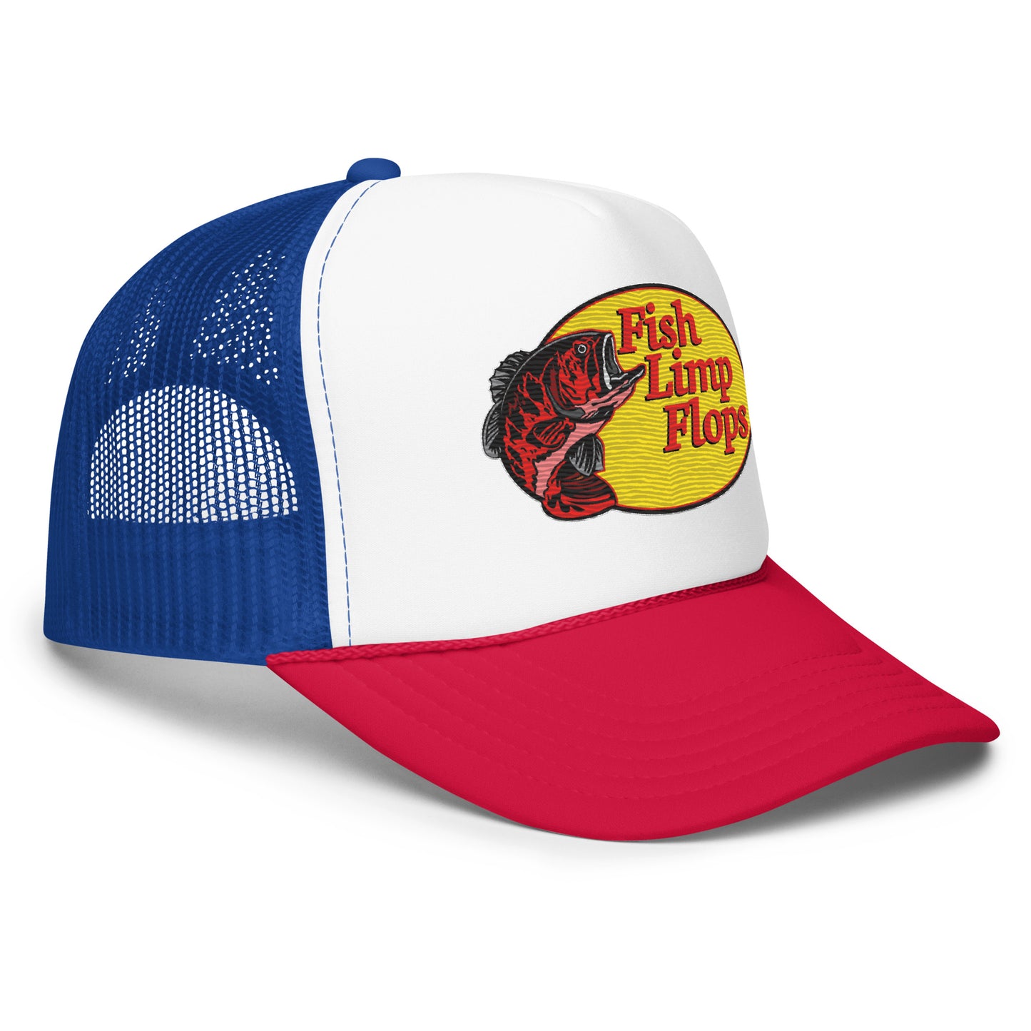Fish Limp Flops - Red Bass Foam Trucker Hat