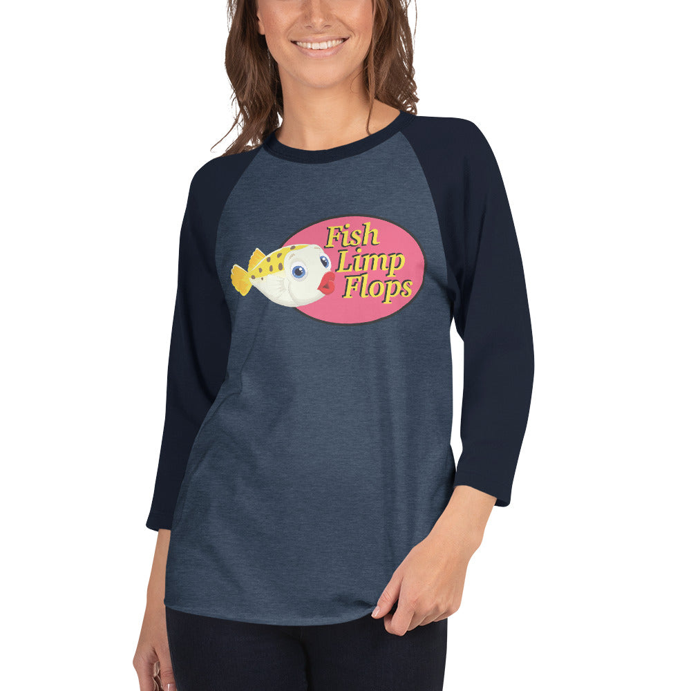 Fish Limp Flops - Puffer Lips 3/4 sleeve Tee
