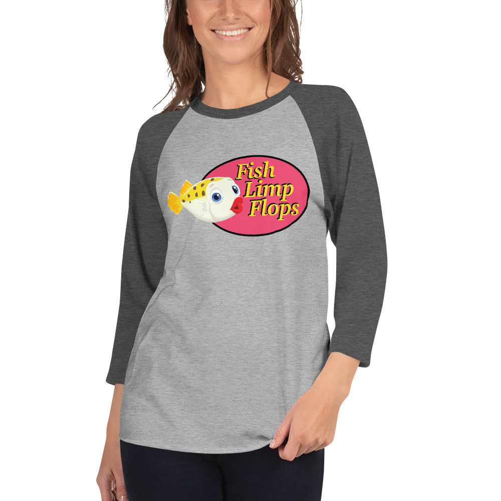 Fish Limp Flops - Puffer Lips 3/4 sleeve Tee