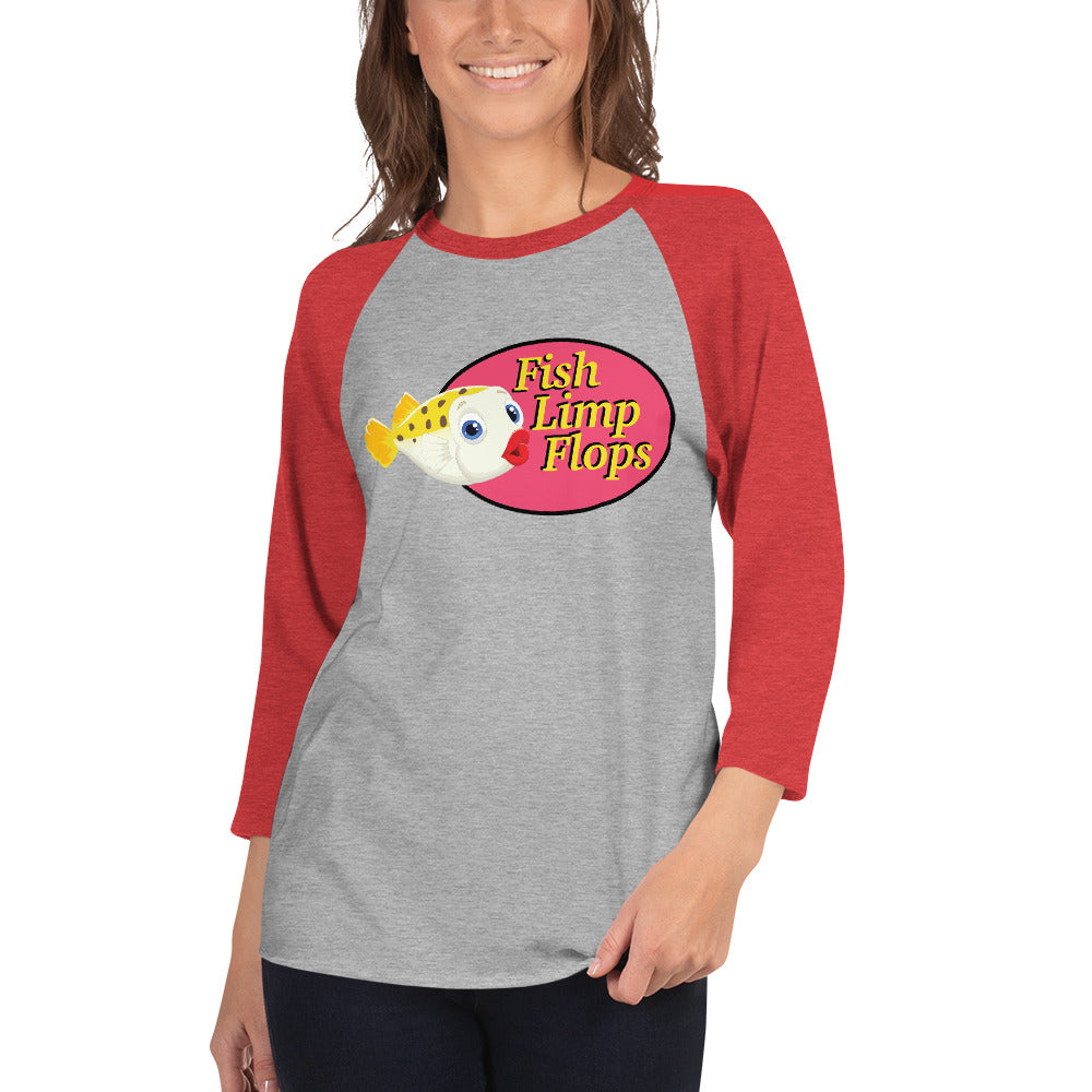 Fish Limp Flops - Puffer Lips 3/4 sleeve Tee