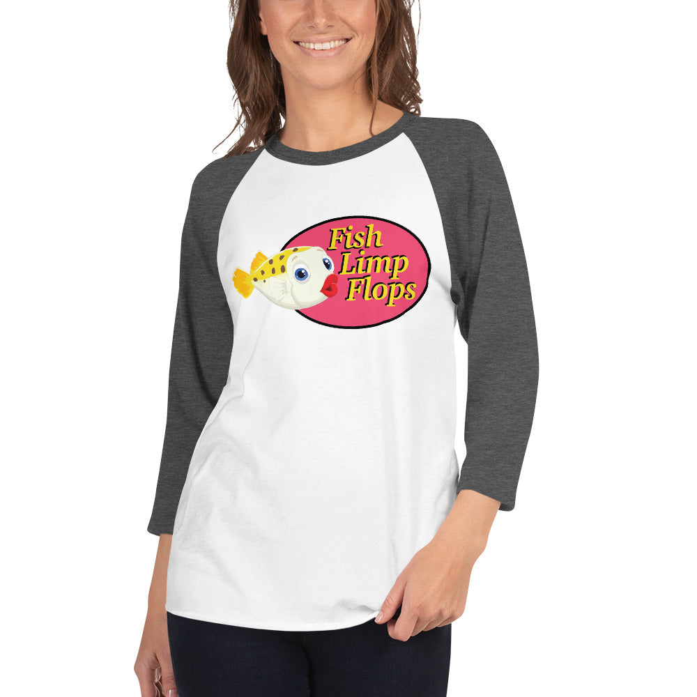 Fish Limp Flops - Puffer Lips 3/4 sleeve Tee