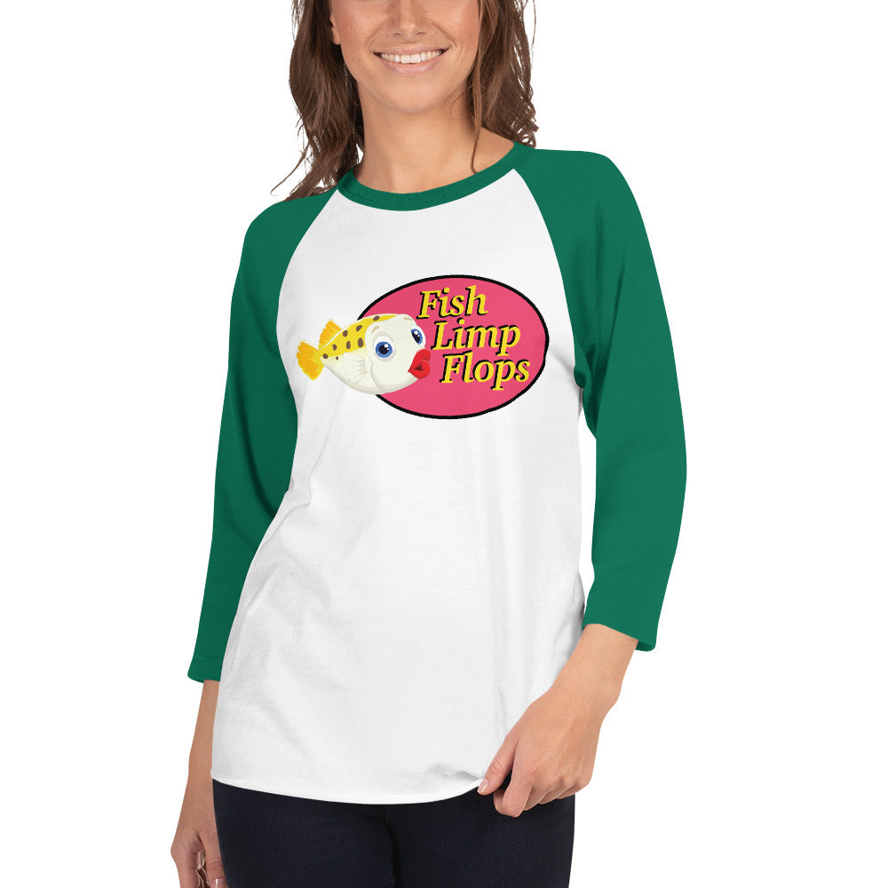 Fish Limp Flops - Puffer Lips 3/4 sleeve Tee