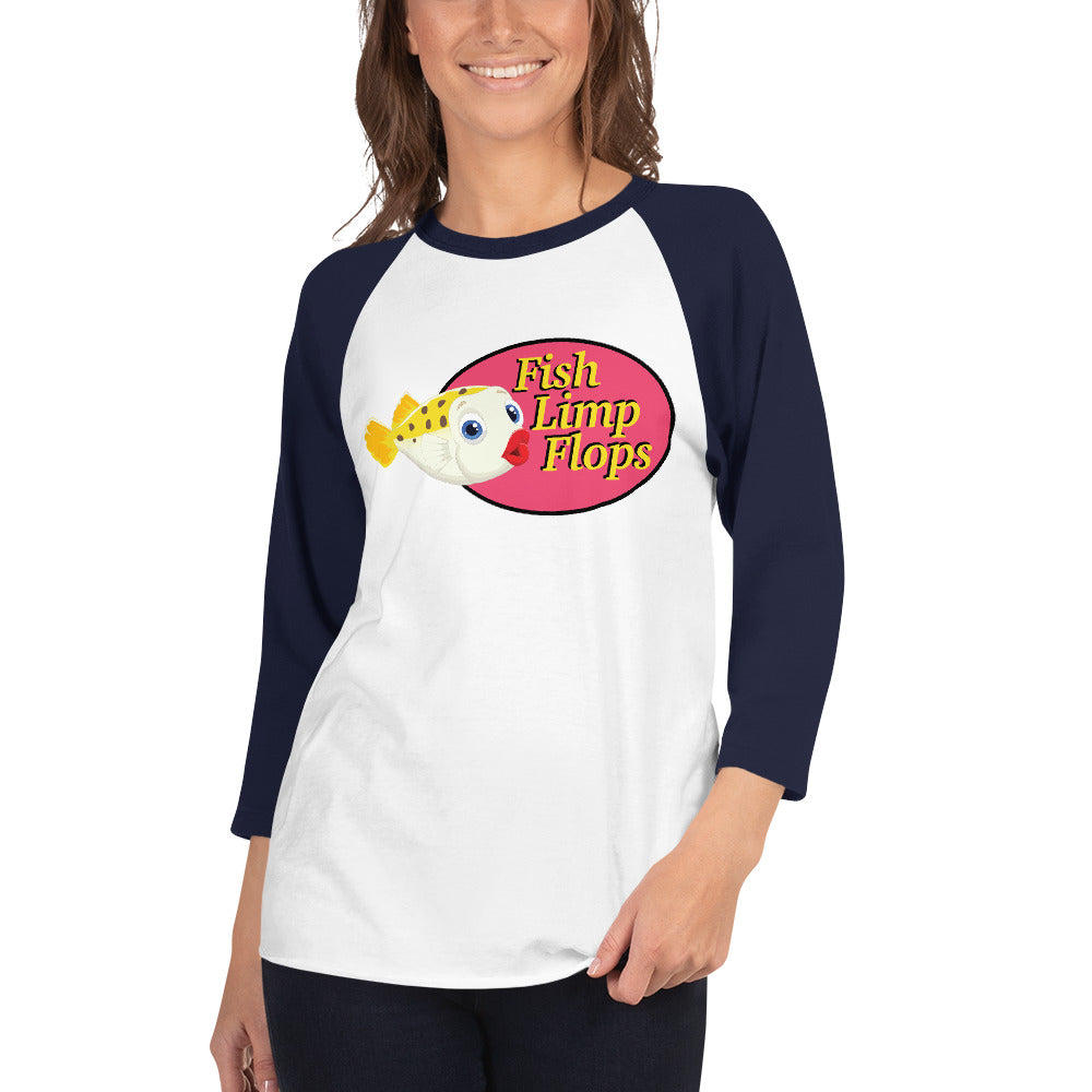 Fish Limp Flops - Puffer Lips 3/4 sleeve Tee