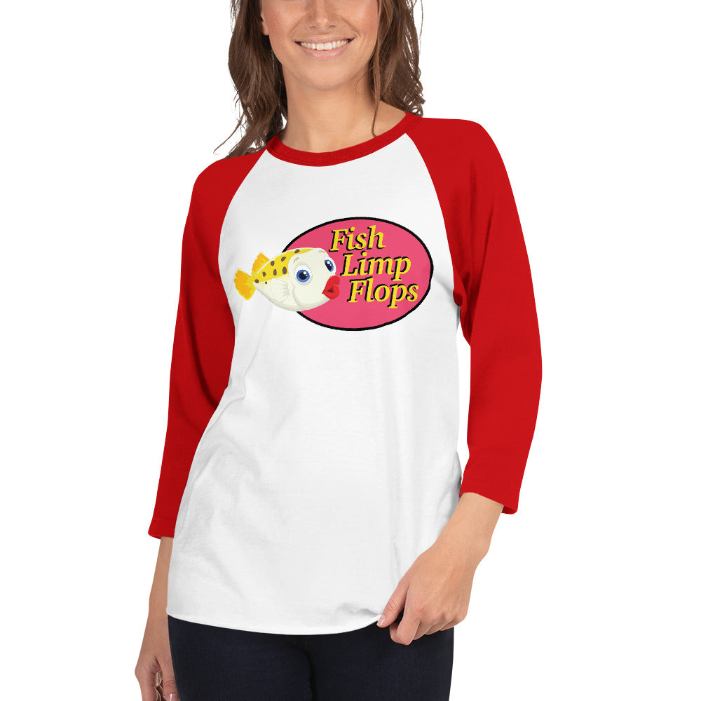 Fish Limp Flops - Puffer Lips 3/4 sleeve Tee