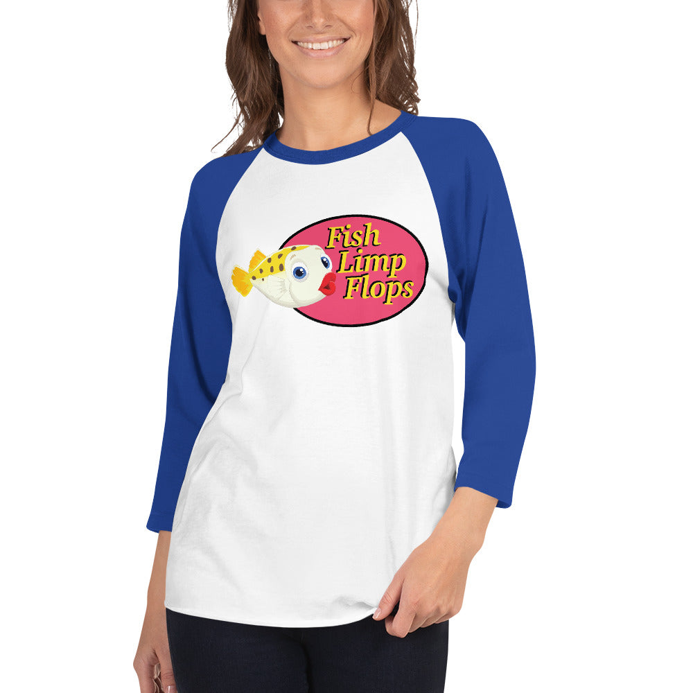 Fish Limp Flops - Puffer Lips 3/4 sleeve Tee
